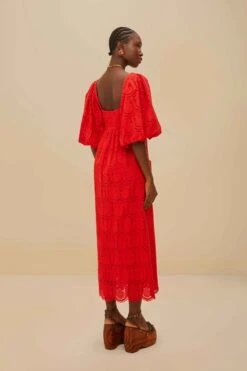Red Pineapple Eyelet Maxi Dress -Farm Rio 336590 04