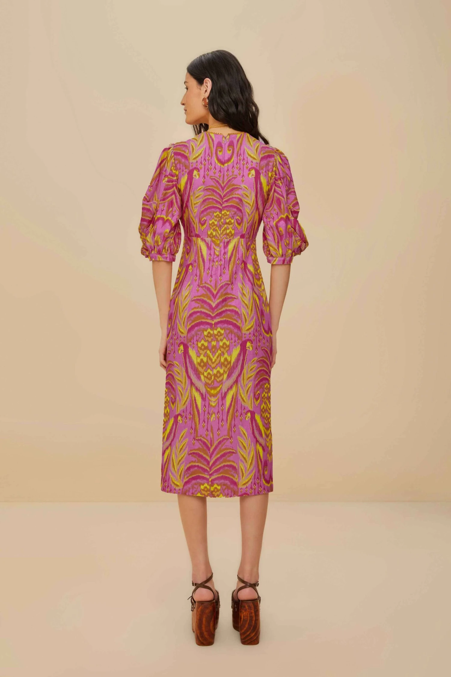 Pineapple Tapestry Pink Midi Dress 4 Pineapple Tapestry Pink Midi Dress - Image 4