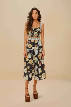 Black Trip Souvenir Organic Cotton Midi Skirt