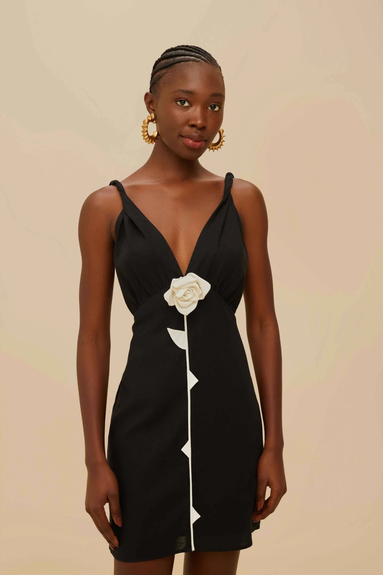 Black And White Rose LENZING™ ECOVERO™ Euroflax™ Mini Dress 1 Black And White Rose LENZING™ ECOVERO™ Euroflax™ Mini Dress