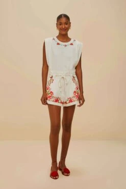 Off-White Flower Tapestry Embroidered Shorts