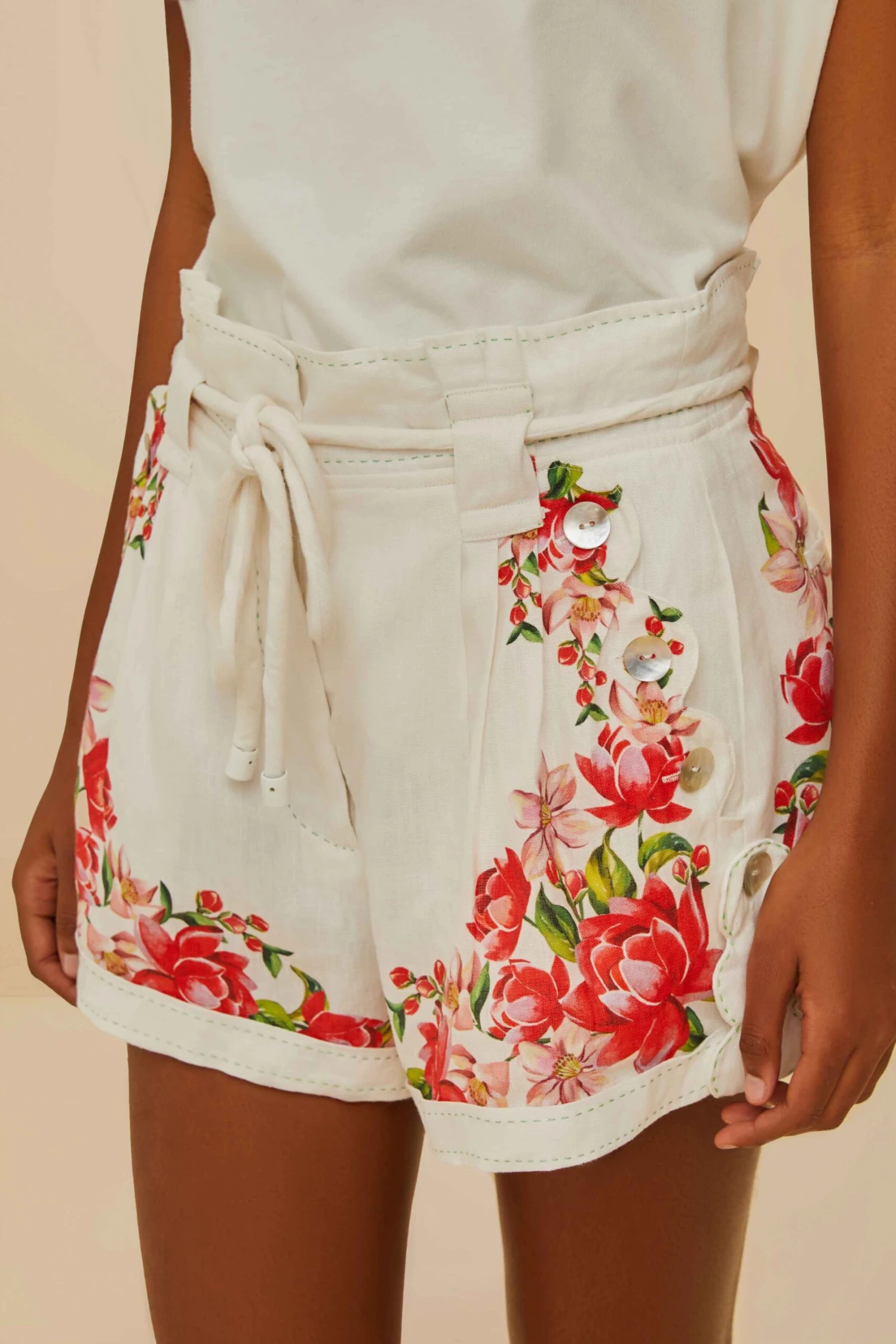 Off-White Flower Tapestry Embroidered Shorts 2 Off-White Flower Tapestry Embroidered Shorts - Image 2