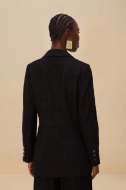Black Eyelet Blazer -Farm Rio 336696 04