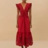 Red Butterfly Cut-Out Midi Dress