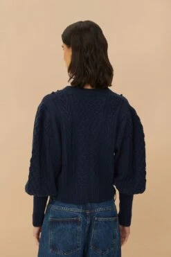 Navy Blue Mixed Stitches Knit Cardigan -Farm Rio 337751 03 abd9a1e9 3b8f 46df 8a7a 3cb079a15d71