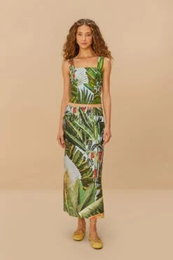 Blue Amazonia Forest Euroflax™ Premium Linen Maxi Skirt