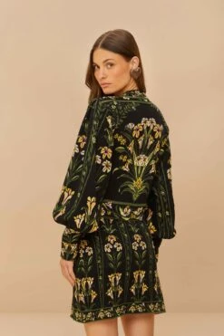 Black Flowers Arch Knit Skirt -Farm Rio 338901 04