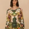 Multicolor Botanical Forest Knit Cardigan