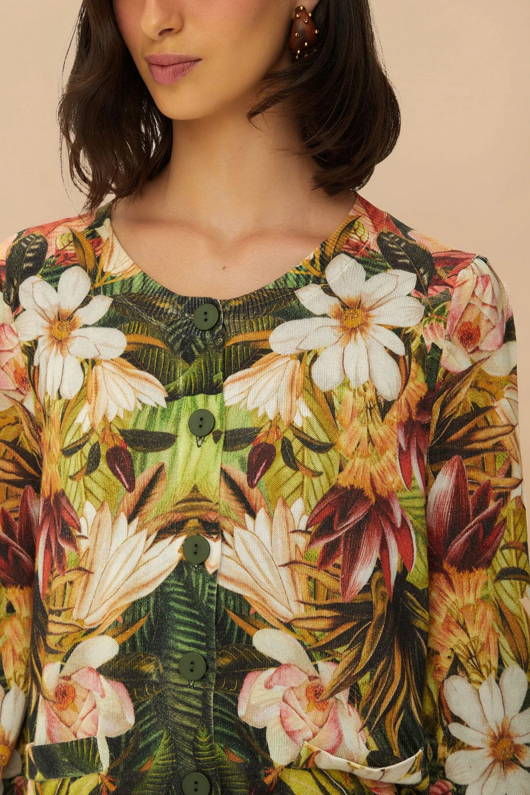 Multicolor Botanical Forest Knit Cardigan 2 Multicolor Botanical Forest Knit Cardigan - Image 2