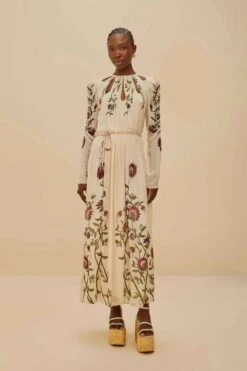 Multicolor Romantic Nature Long Sleeve Maxi Dress