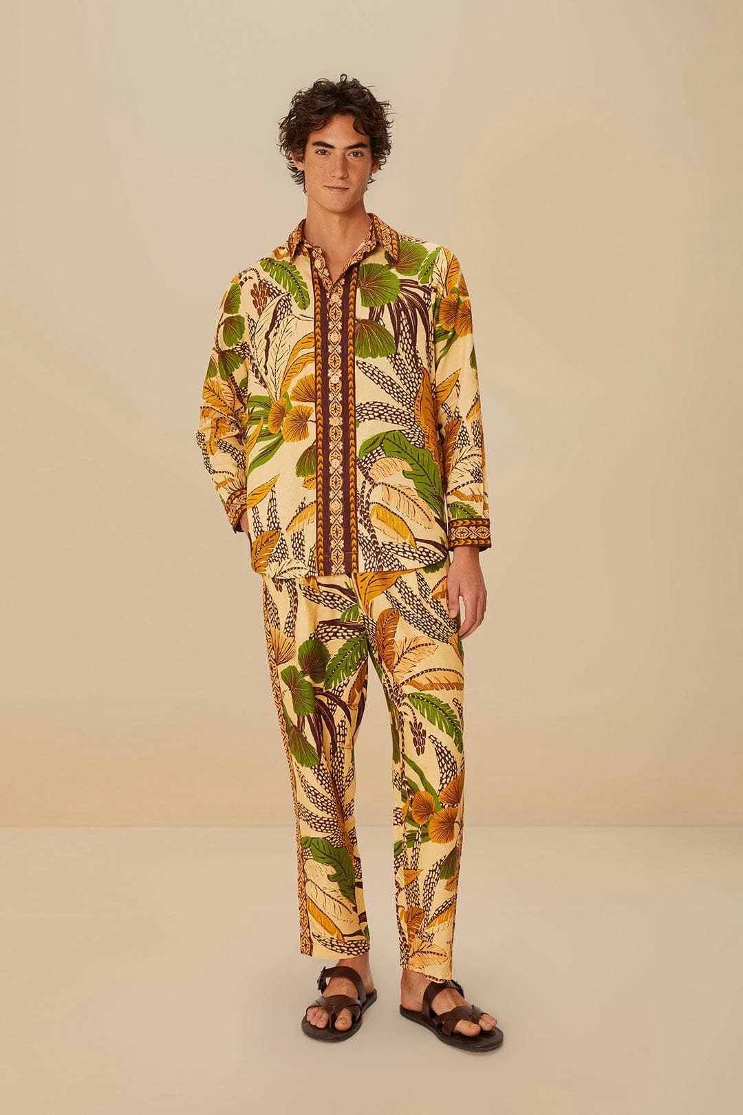 Sand Foliage Sketch LENZING™ ECOVERO™ Euroflax™ Pants 3 Sand Foliage Sketch LENZING™ ECOVERO™ Euroflax™ Pants - Image 3