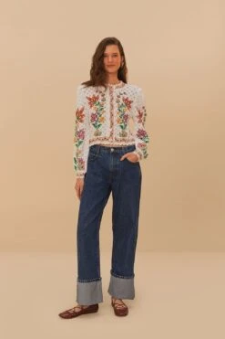 Denim Low Waist Wide Pants -Farm Rio 339714 03