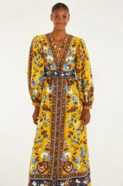 Farm Rio Yellow Flowering Garden Tree Organic Cotton Maxi Dress 9 Farm Rio Yellow Flowering Garden Tree Organic Cotton Maxi Dress -Farm Rio 339759 04