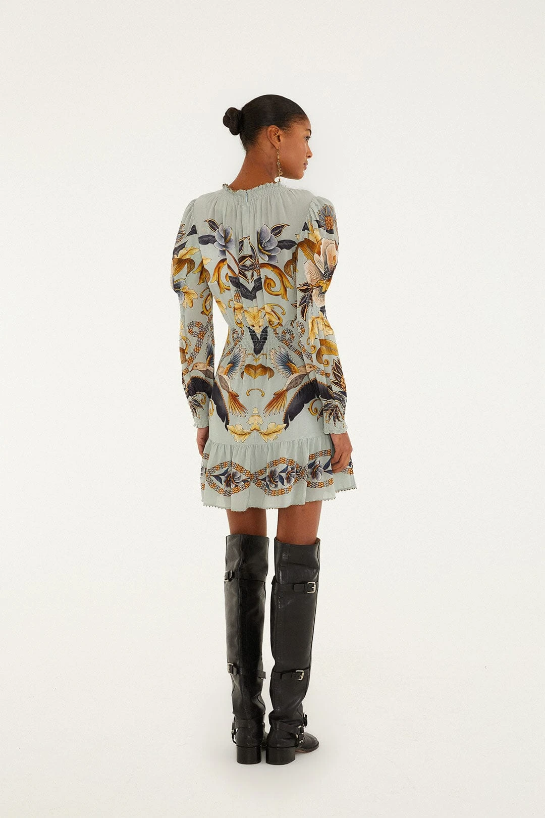 Farm Rio Blue Snake Garden Long Sleeve Mini Dress 4 Farm Rio Blue Snake Garden Long Sleeve Mini Dress - Image 4