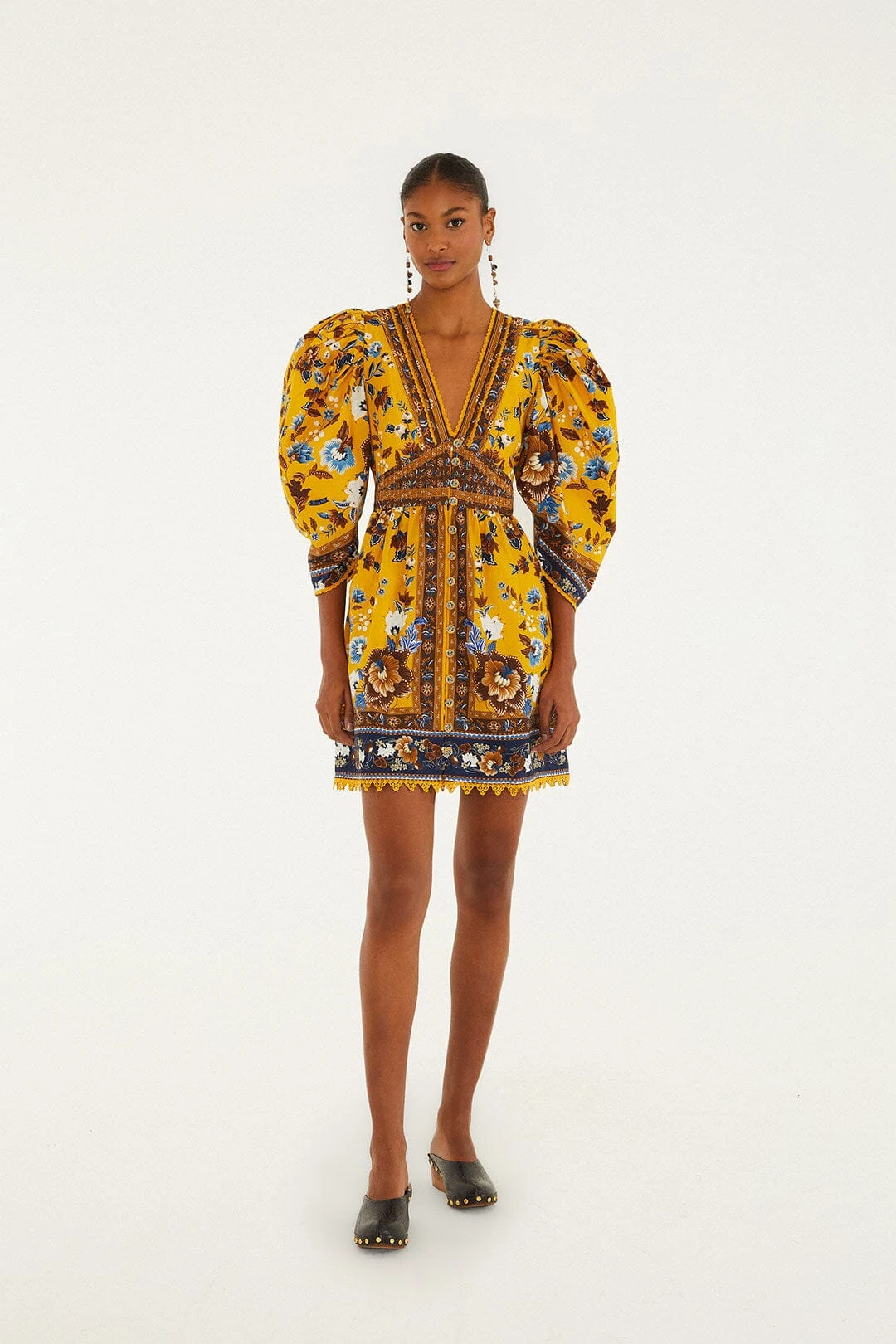 Farm Rio Yellow Flowering Garden Tree Mini Dress 2 Farm Rio Yellow Flowering Garden Tree Mini Dress - Image 2