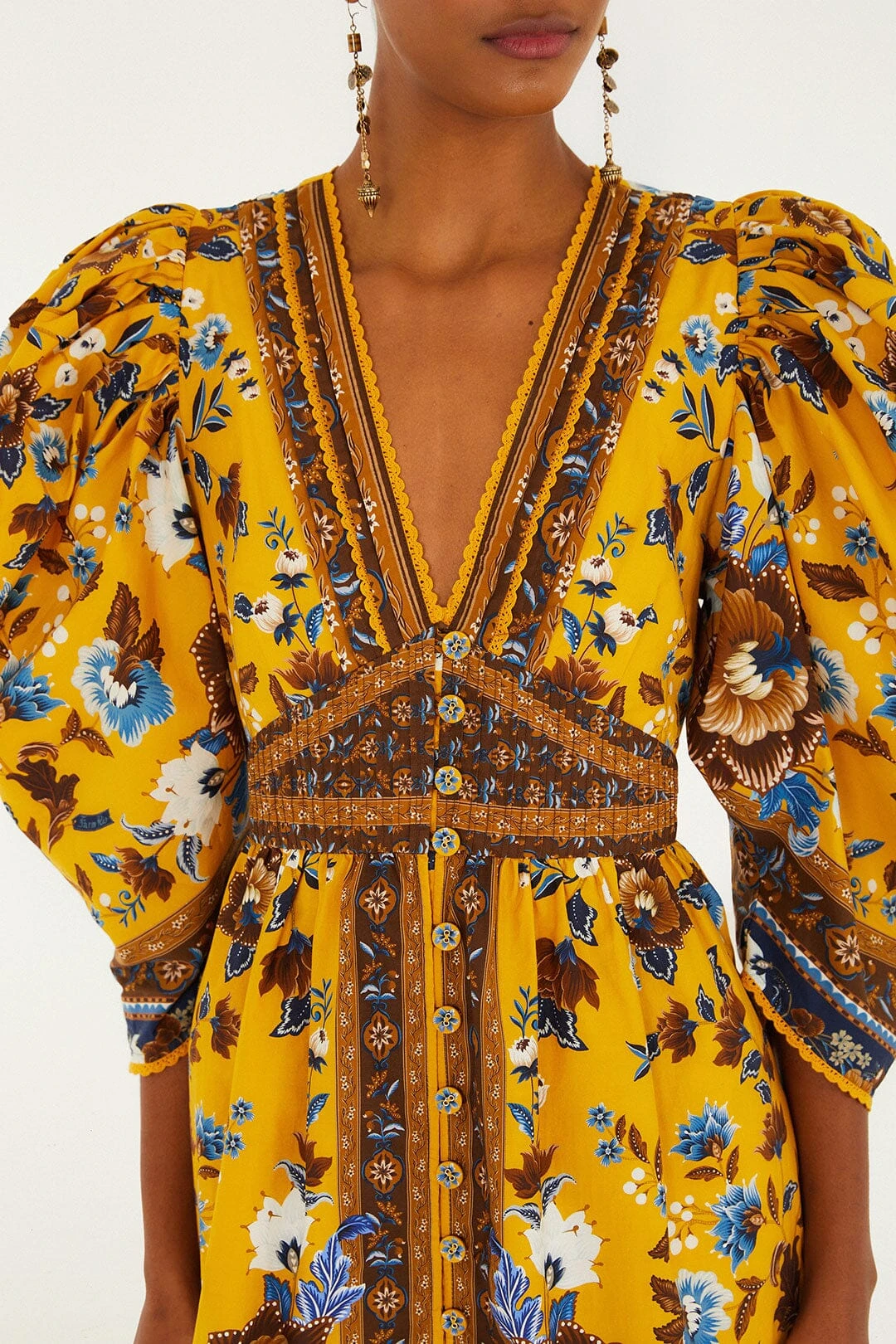 Farm Rio Yellow Flowering Garden Tree Mini Dress 3 Farm Rio Yellow Flowering Garden Tree Mini Dress - Image 3