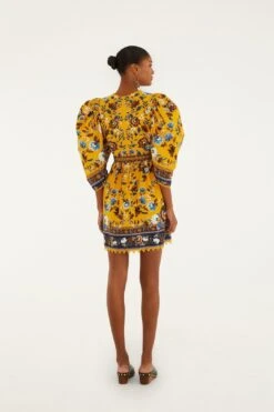 Farm Rio Yellow Flowering Garden Tree Mini Dress 8 Farm Rio Yellow Flowering Garden Tree Mini Dress -Farm Rio 340011 04
