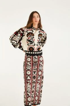 Farm Rio Stripes Winter Tapestry Knit Skirt -Farm Rio 340913 03