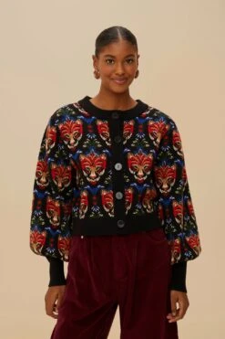 Black Boho Panther Cardigan