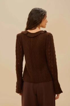 Lace Stitch Knit Ruffles Cardigan -Farm Rio 341590 04