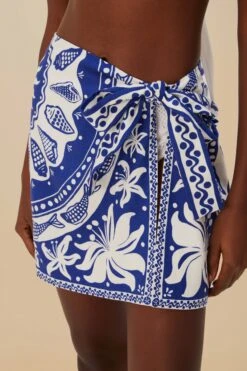 Off-White Ocean Scarf LENZING™ ECOVERO™ Euroflax™ Mini Skirt -Farm Rio 341966 02