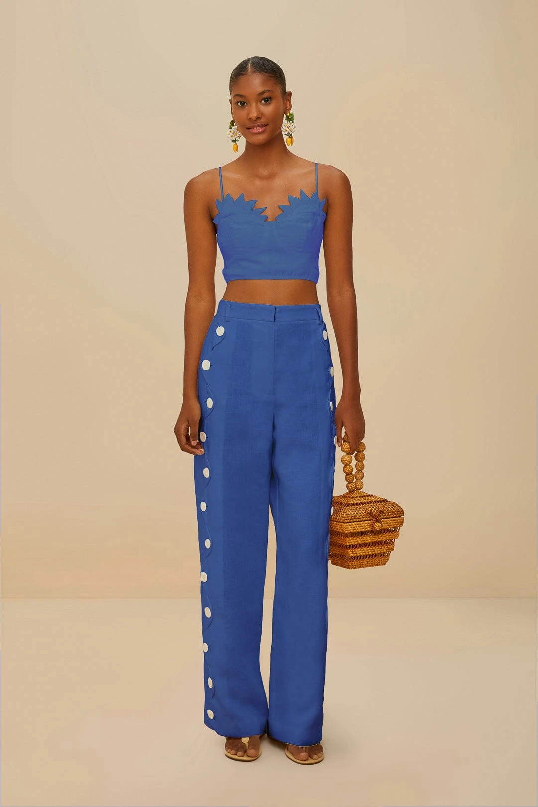 Blue High Waisted Wavy Euroflax™ Premium Linen Pants 1 Blue High Waisted Wavy Euroflax™ Premium Linen Pants