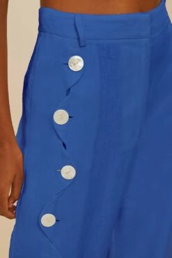 Blue High Waisted Wavy Euroflax™ Premium Linen Pants 7 Blue High Waisted Wavy Euroflax™ Premium Linen Pants -Farm Rio 342072 05