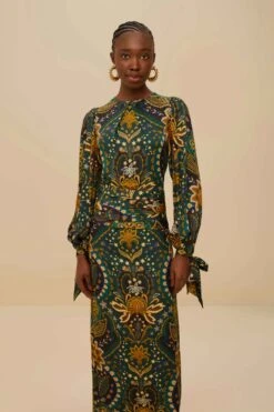 Black Jaipur LENZING™ ECOVERO™ Viscose Maxi Dress -Farm Rio 342184 03