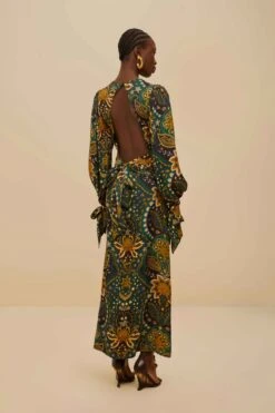 Black Jaipur LENZING™ ECOVERO™ Viscose Maxi Dress -Farm Rio 342184 04