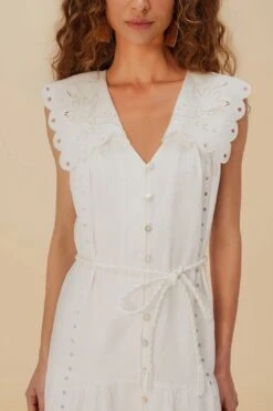 Off-White Sleeveless Euroflax™ Premium Linen Maxi Dress -Farm Rio 342188 03