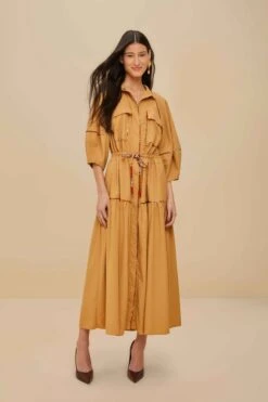 Caramel Chemise Midi Dress