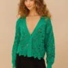 Green Flower Crochet Cardigan