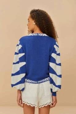 Blue Palms Graphic Knit Cardigan -Farm Rio 342497 03