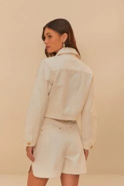 Off-White Twill Laser Pleated Shorts 8 Off-White Twill Laser Pleated Shorts -Farm Rio 343009 04