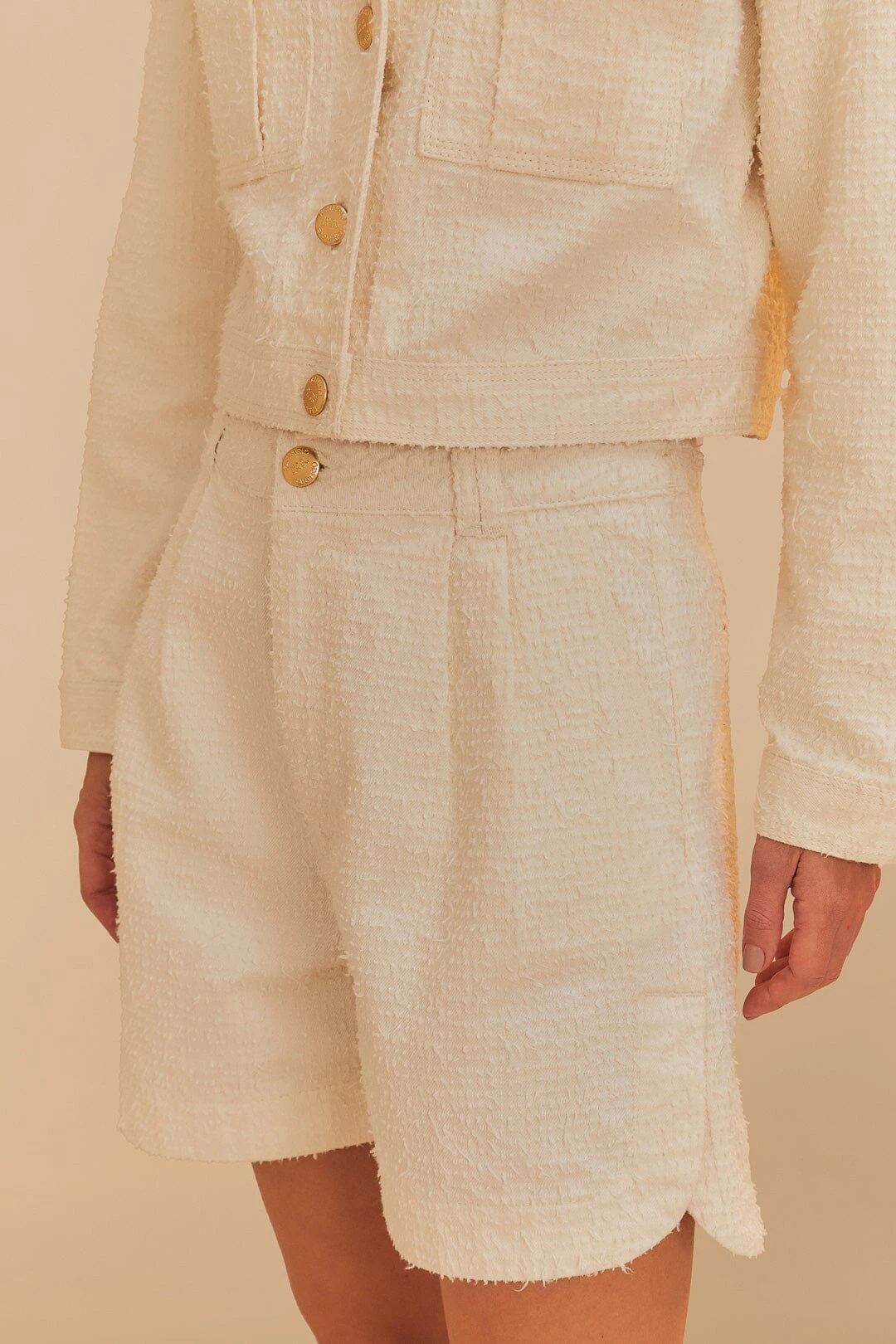 Off-White Twill Laser Pleated Shorts 5 Off-White Twill Laser Pleated Shorts - Image 5