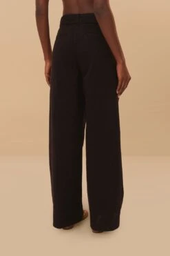 Black Twill Belted Wide Pants -Farm Rio 343097 04 32ae0330 2e0d 4c5f 9bce c1d4b22141e0