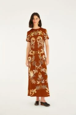 Farm Rio Orange Arabesque Paradise Lenzing™ Ecovero™ Viscose Maxi Dress