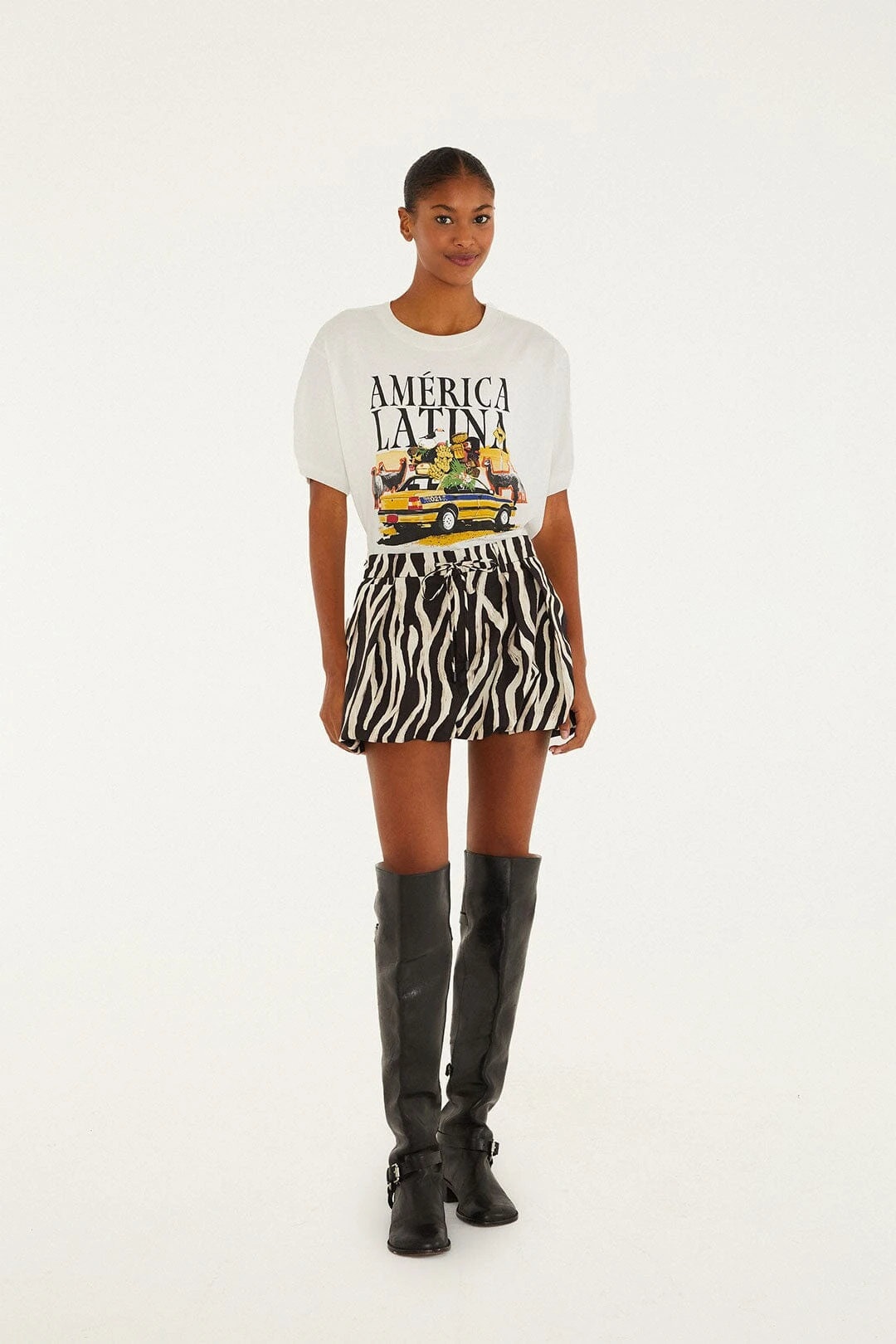 Farm Rio Black Tropical Zebra Organic Cotton Mini Skirt 2 Farm Rio Black Tropical Zebra Organic Cotton Mini Skirt - Image 2