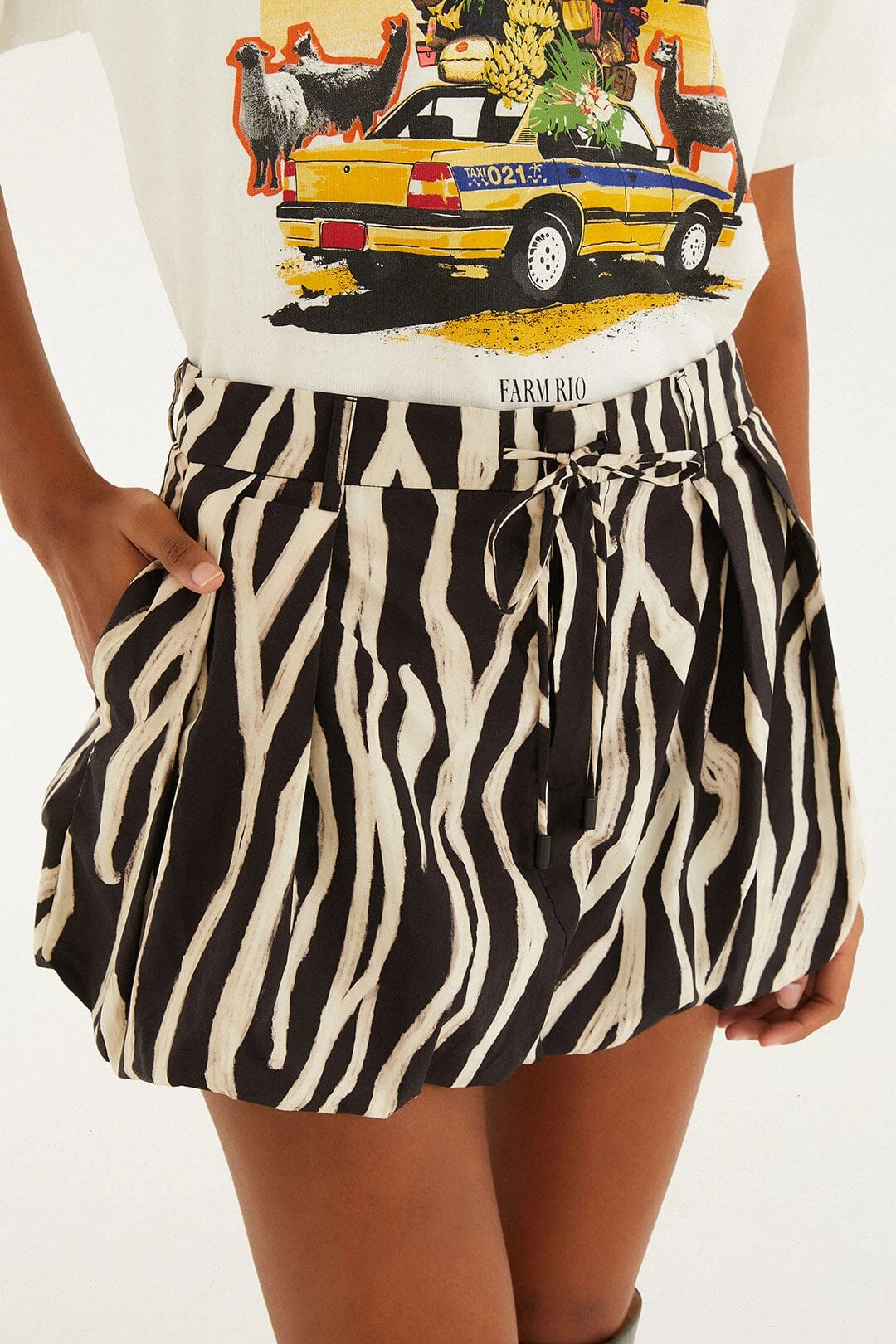 Farm Rio Black Tropical Zebra Organic Cotton Mini Skirt 3 Farm Rio Black Tropical Zebra Organic Cotton Mini Skirt - Image 3