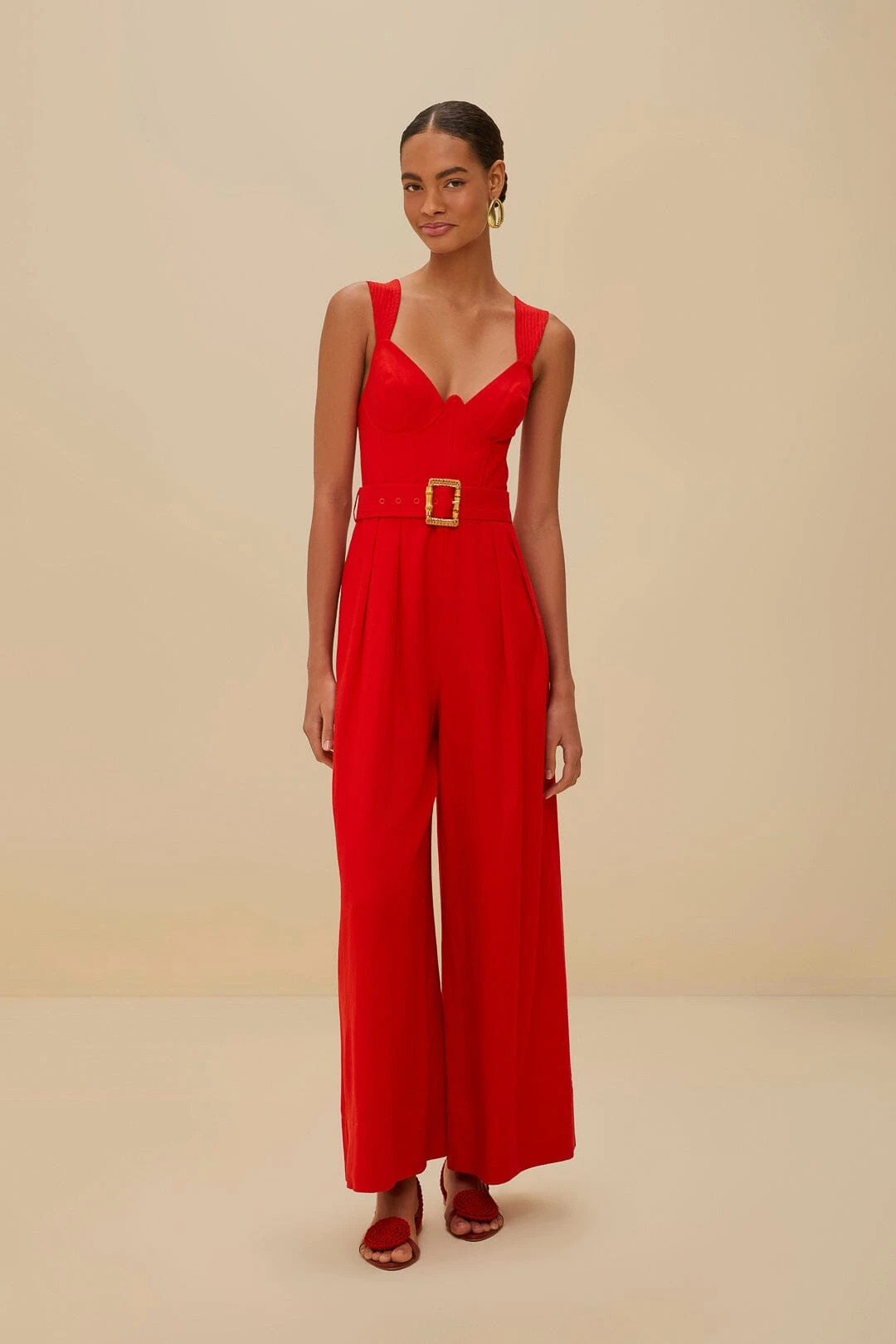Red Sleeveless LENZING™ ECOVERO™ Euroflax™ Maxi Jumpsuit 1 Red Sleeveless LENZING™ ECOVERO™ Euroflax™ Maxi Jumpsuit