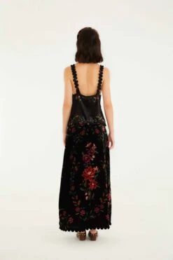 Farm Rio Black Belle Garden Scallop Hem Midi Skirt -Farm Rio farm rio black belle garden scallop hem midi skirt 340200 3