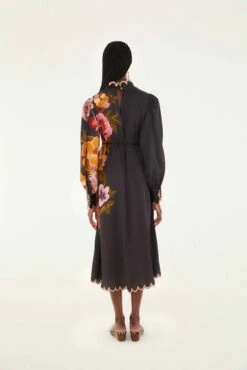 Farm Rio Black Chenille Flowers Lenzing™ Ecovero™ Viscose Midi Dress -Farm Rio farm rio black chenille flowers lenzing ecovero viscose midi dress 343003 2