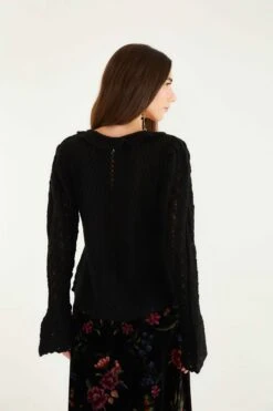 Farm Rio Black Lace Ruffled Knit Cardigan -Farm Rio farm rio black lace ruffled knit cardigan 351909 2