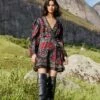 Farm Rio Black Valentina Wrap Lenzing™ Ecovero™ Viscose Mini Dress