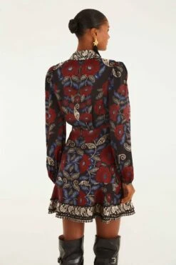 Farm Rio Black Valentina Wrap Lenzing™ Ecovero™ Viscose Mini Dress -Farm Rio farm rio black valentina wrap lenzing ecovero viscose mini dress 340043 3