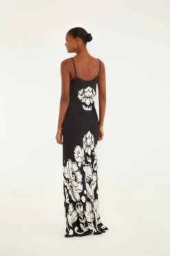 Farm Rio Black & White Floral Arabesque Slip Lenzing™ Ecovero™ Viscose Maxi Dress -Farm Rio farm rio black white floral arabesque slip lenzing ecovero viscose maxi dress 346112 3