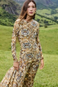 Farm Rio Blue Winter Tapestry Long Sleeve Maxi Dress 6 Farm Rio Blue Winter Tapestry Long Sleeve Maxi Dress -Farm Rio farm rio blue winter tapestry long sleeve maxi dress 340028 2