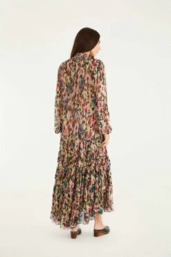 Farm Rio Pink Blurred Tiny Flowers Long Sleeve Maxi Dress -Farm Rio farm rio blurry tiny flowers pink long sleeve maxi dress 340025 3