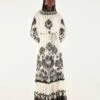 Farm Rio Cream Floral Arabesque Rope Belt Maxi Dress