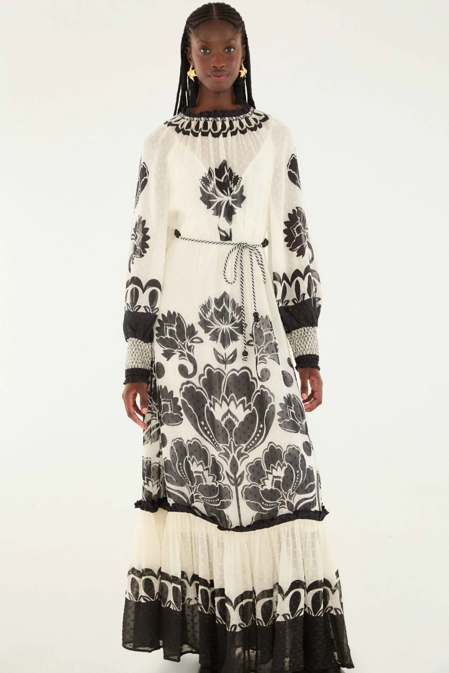 Farm Rio Cream Floral Arabesque Rope Belt Maxi Dress 2 Farm Rio Cream Floral Arabesque Rope Belt Maxi Dress - Image 2